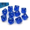 Dice>Pack of 10 Translucent Chessex 10-Sided D10 Dice - Blue with White Numbers - Your Source for Gaming Essentials