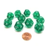 Dice>Pack of 10 Transparent 12 Sided D12 20mm Dice - Green - Your Source for Gaming Essentials