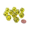 Dice>Pack of 10 Transparent 20 Sided D20 20mm Dice - Yellow - Your Source for Gaming Essentials