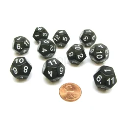 Dice>Pack of 10 Transparent 12 Sided D12 20mm Dice - Smoke - Your Source for Gaming Essentials