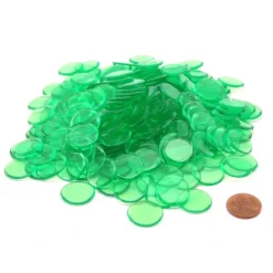 Board Games>Pack of 250 Transparent Green Extra Thick 3/4" 19mm Sorting Chips - Your Source for Gaming Essentials