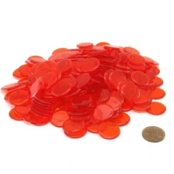 Board Games>Pack of 250 Transparent Orange Extra Thick 3/4" 19mm Sorting Chips - Your Source for Gaming Essentials