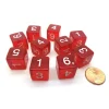 Dice>Pack of 10 Transparent 6-Sided D6 16mm Numbered Dice - Red - Your Source for Gaming Essentials