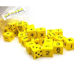 Dice>Pack of 50 Yellow 1" 25mm Foam Math Dice - Assorted Function, Spots, and Numbers - Your Source for Gaming Essentials
