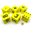 Dice>Pack of 6 Yellow 50mm Foam Math Dice - Assorted Function, Spotted, and Numbered - Your Source for Gaming Essentials