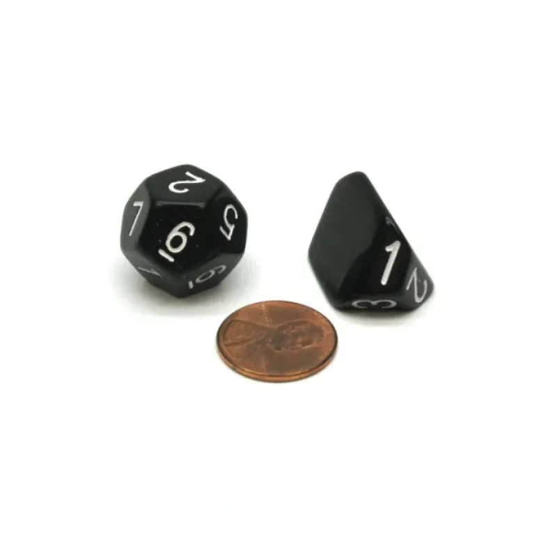 Dice>Pair of Recast 2d6 The Dice Lab Dice (1 D3 & 1 D12) - Black with White Numbers - Your Source for Gaming Essentials