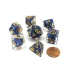Dice>Pearl Resin 16mm 7-Die Polyhedral Dice Set - Royal Blue with Gold Numbers - Your Source for Gaming Essentials