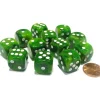 Dice>Phantom 16mm D6 Chessex Dice Block (12 Dice) - Green with White Pips - Your Source for Gaming Essentials