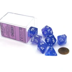 Dice>Polyhedral 7-Die Borealis Chessex Dice Set - Purple with White Numbers - Your Source for Gaming Essentials