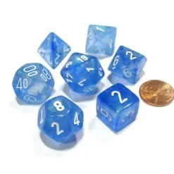 Dice>Polyhedral 7-Die Borealis Chessex Dice Set - Sky Blue with White Numbers - Your Source for Gaming Essentials