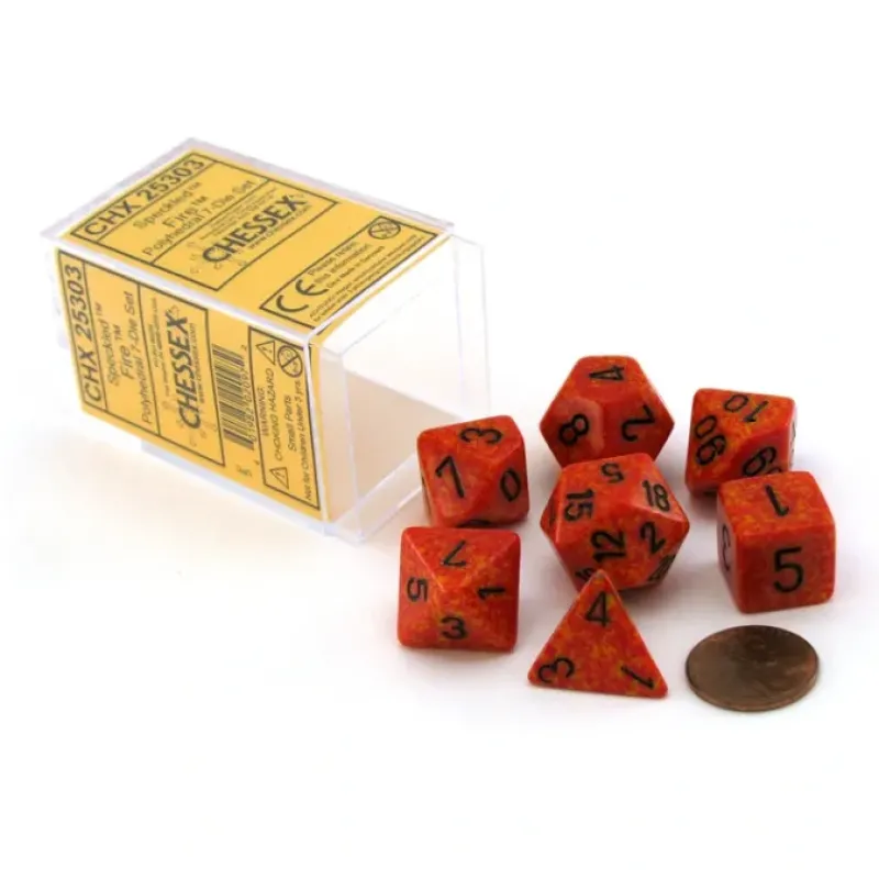 Dice>Polyhedral 7-Die Chessex Dice Set - Speckled Fire - Your Source for Gaming Essentials