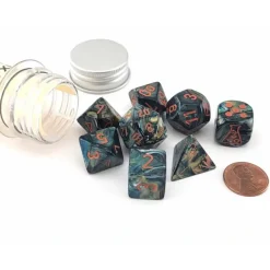Dice>Polyhedral 7-Die Chessex Lab Dice 5 Set - Lustrous Alpestris with Orange - Your Source for Gaming Essentials