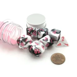Dice>Polyhedral 7-Die Chessex Lab Dice 4 Set - Gemini Black-White with Pink Numbers - Your Source for Gaming Essentials