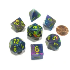 Dice>Polyhedral 7-Die Festive Chessex Dice Set - Rio with Yellow Numbers - Your Source for Gaming Essentials