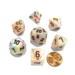 Dice>Polyhedral 7-Die Festive Chessex Dice Set - Circus with Black Numbers - Your Source for Gaming Essentials