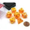 Dice>Polyhedral 7-Die Festive Chessex Dice Set - Sunburst with Red Numbers - Your Source for Gaming Essentials