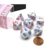 Dice>Polyhedral 7-Die Festive Chessex Dice Set - Pop Art with Blue Numbers - Your Source for Gaming Essentials