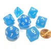 Dice>Polyhedral 7-Die Frosted Chessex Dice Set - Caribbean Blue with White Numbers - Your Source for Gaming Essentials