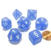 Dice>Polyhedral 7-Die Frosted Chessex Dice Set - Blue with White Numbers - Your Source for Gaming Essentials