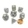 Dice>Polyhedral 7-Die Frosted Chessex Dice Set - Smoke with White Numbers - Your Source for Gaming Essentials