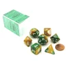 Dice>Polyhedral 7-Die Gemini Chessex Dice Set - Gold-Green with White Numbers - Your Source for Gaming Essentials
