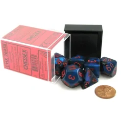 Dice>Polyhedral 7-Die Gemini Chessex Dice Set - Black-Starlight with Red Numbers - Your Source for Gaming Essentials