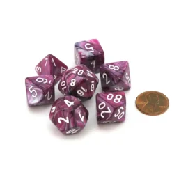 Dice>Polyhedral 7-Die Lustrous Lab Dice 2 Chessex Dice Set - Amethyst with White - Your Source for Gaming Essentials