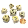 Dice>Polyhedral 7-Die Marble Chessex Dice Set - Ivory with Black Numbers - Your Source for Gaming Essentials
