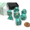 Dice>Polyhedral 7-Die Marble Chessex Dice Set - Oxi-Copper with White Numbers - Your Source for Gaming Essentials