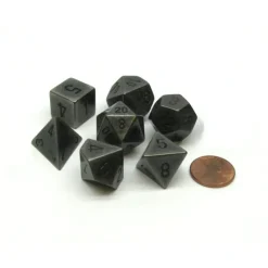 Dice>Polyhedral 7-Die Metal Dice Set - Dark Metal Colored - Your Source for Gaming Essentials
