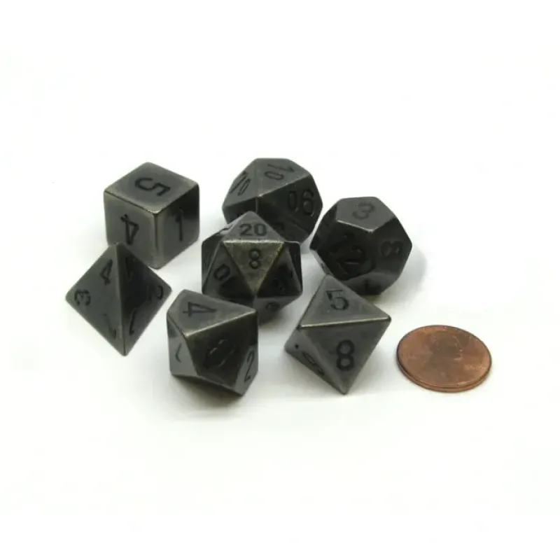 Dice>Polyhedral 7-Die Metal Dice Set - Dark Metal Colored - Your Source for Gaming Essentials