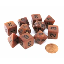 Dice>Polyhedral 10-Die Olympic Pearlized Dice Set - Bronze with Black Numbers - Your Source for Gaming Essentials