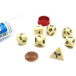 Dice>Polyhedral 7-Die Opaque Dice Set - Ivory with Black Numbers - Your Source for Gaming Essentials