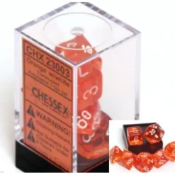 Dice>Polyhedral 7-Die Translucent Chessex Dice Set - Orange - Your Source for Gaming Essentials