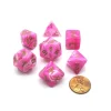 Dice>Polyhedral 7-Die Vortex Chessex Dice Set - Pink with Gold Numbers - Your Source for Gaming Essentials