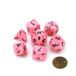 Dice>Polyhedral 7-Die Vortex Lab Dice 2 Chessex Dice Set-Snow Pink with Black Numbers - Your Source for Gaming Essentials