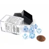 Dice>Polyhedral Mini 7-Die Set, Luminary Borealis - Icicle with Light Blue Numbers - Your Source for Gaming Essentials