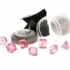 Dice>Polyhedral 7-Piece DnD Pizza Dungeon Dice Set - Lucky Clear Pink - Your Source for Gaming Essentials