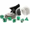 Dice>Polyhedral 7-Piece DnD Pizza Dungeon Dice Set - Dual Teal & White - Your Source for Gaming Essentials