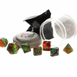 Dice>Polyhedral 7-Piece DnD Pizza Dungeon Dice Set - Boss Warm Nebula - Your Source for Gaming Essentials