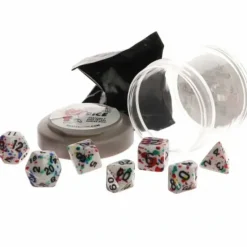 Dice>Polyhedral 7-Piece DnD Pizza Dungeon Dice Set - Lucky Rainbow Paint - Your Source for Gaming Essentials