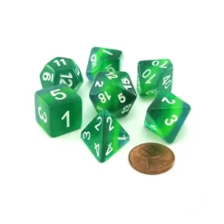 Dice>Polyhedral 7-Piece Layered Dice Set - Shades of Green - Your Source for Gaming Essentials