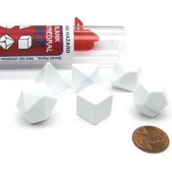 Dice>Polyhedral RPG 6-Dice Set ~14 to 19mm Tall - Blank White - Your Source for Gaming Essentials