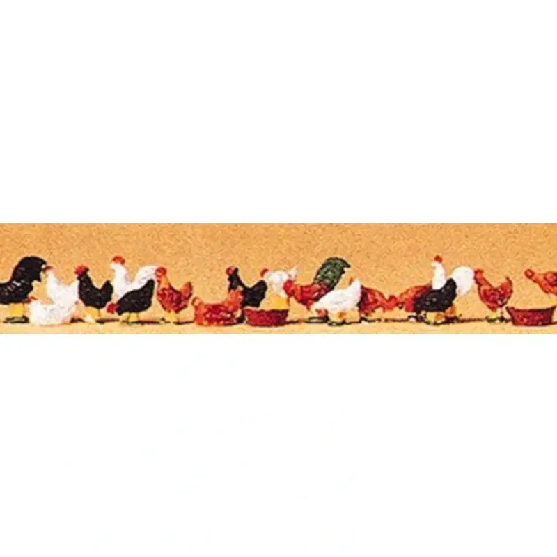 Preiser 14168 HO Animals - Hens and Cocks Figures (Set of 18) - Your Source for Gaming Essentials* Sale