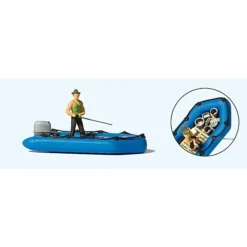 Preiser 10687 HO Blue Dinghy with Fisherman Figure - Your Source for Gaming Essentials* Clearance