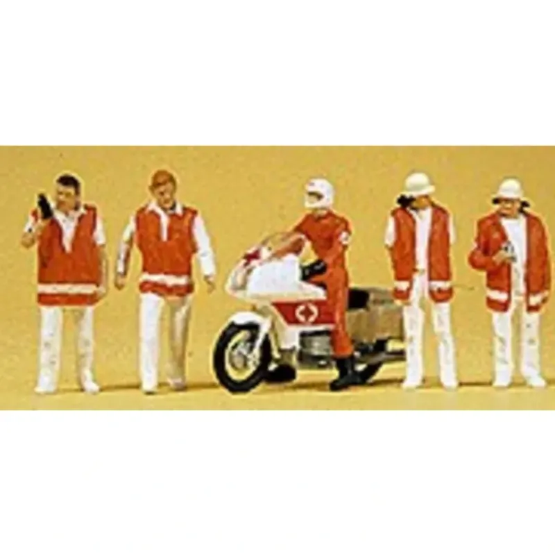Preiser 10100 HO Emergency Personnel Figure with Motorcycle (Set of 5) - Your Source for Gaming Essentials* Clearance