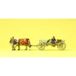 Preiser 30412 HO Farmers & Cows Figures with Farm Wagon - Your Source for Gaming Essentials* Hot