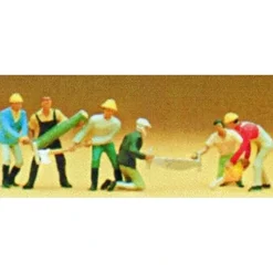 Preiser 10042 HO Lumber Jacks Figures with Tools & Log (Set of 6) - Your Source for Gaming Essentials* Clearance