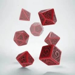 Dice>Q-Workshop Celtic Dice Set 3D Red with Black Etches (7 Piece Set) - Your Source for Gaming Essentials