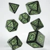 Dice>Q-Workshop Celtic Dice Set - 3D Revised Black and Green (7 Pieces) - Your Source for Gaming Essentials